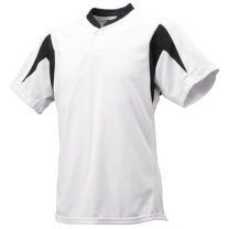 UVカット：1ボタンベースボールTシャツ　ホワイト×ブラック