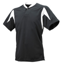 UVカット：1ボタンベースボールTシャツ　ブラック×ホワイト