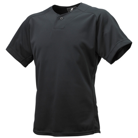 UVカット：1ボタンベースボールTシャツ　ブラック