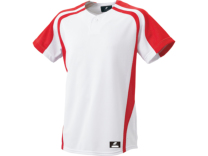 SSKBASEBALL1ボタンプレゲームシャツ　ホワイト×レッド