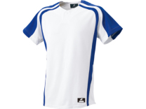 SSKBASEBALL1ボタンプレゲームシャツ　ホワイト×Dブルー