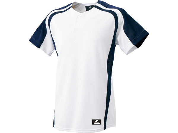 SSKBASEBALL1ボタンプレゲームシャツ　ホワイト×ネイビー