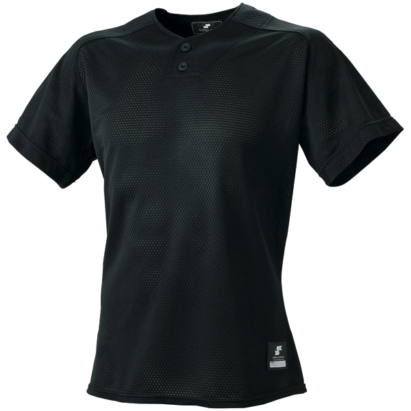 SSKBASEBALL2ボタンプレゲームシャツ(無地)　ブラック