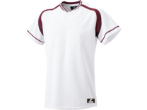 SSKBASEBALL2ボタンプレゲームシャツ　ホワイト×エンジ
