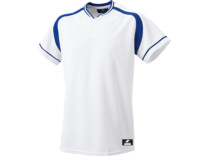 SSKBASEBALL2ボタンプレゲームシャツ　ホワイト×Dブルー