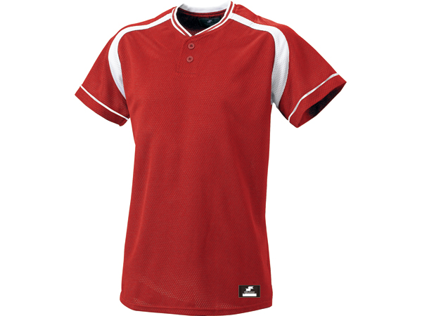 SSKBASEBALL2ボタンプレゲームシャツ　レッド×ホワイト